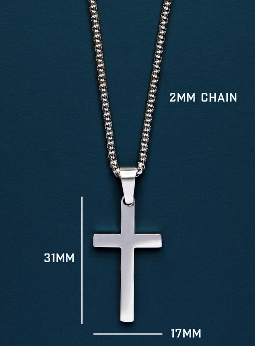 Waterproof Large Men's Silver Cross Necklaces WE ARE ALL SMITH: Men's Jewelry & Clothing.   