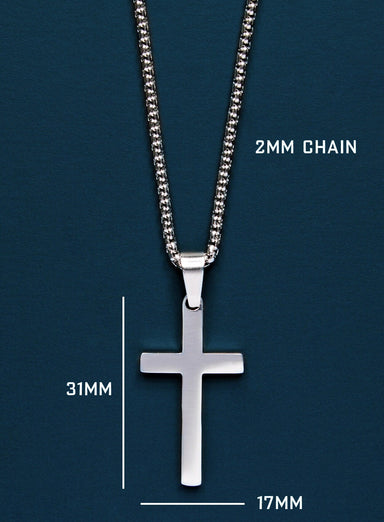 Sweatproof + Waterproof Large Men's Silver Cross Necklaces WE ARE ALL SMITH: Men's Jewelry & Clothing.   
