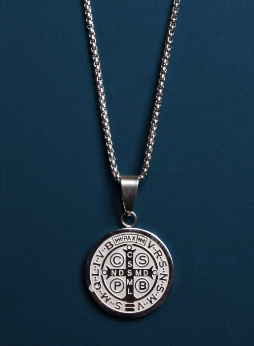 Waterproof Large St. Benedict Medal Necklaces WE ARE ALL SMITH: Men's Jewelry & Clothing.   