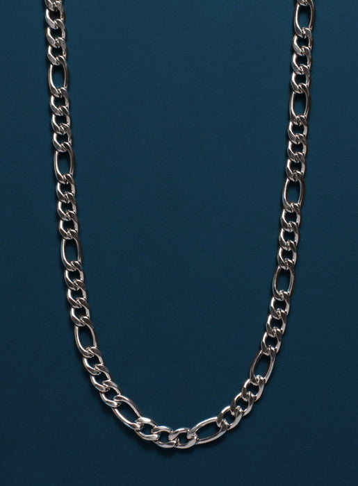 Sweatproof + Waterproof 5mm Silver Figaro Chain Necklace for Men  WE ARE ALL SMITH: Men's Jewelry & Clothing.   