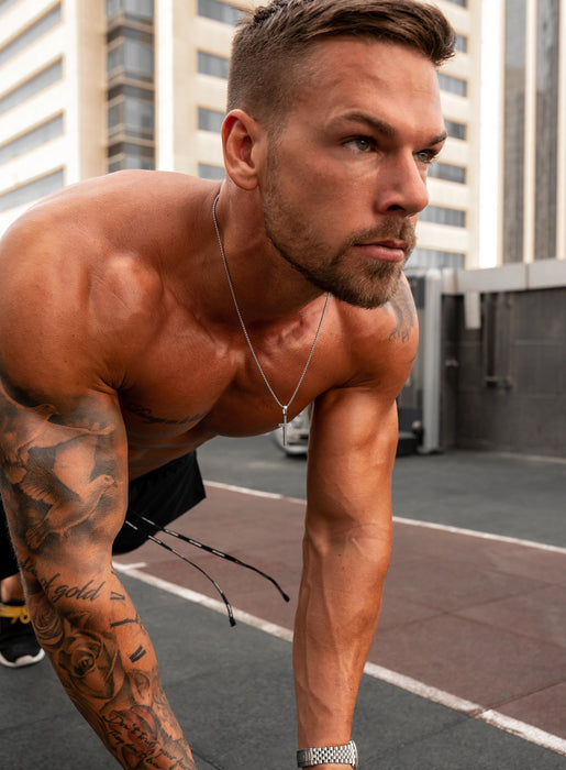 Sweatproof + Waterproof Large Men's Silver Cross Necklaces WE ARE ALL SMITH: Men's Jewelry & Clothing.   