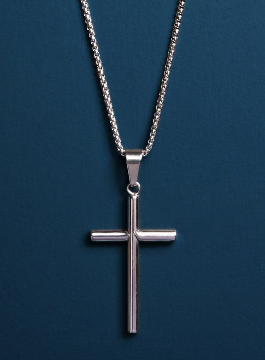 Waterproof Large Mens Silver Cross (Bamboo Style) Necklaces WE ARE ALL SMITH: Men's Jewelry & Clothing.   