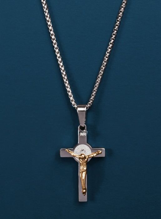 Mens silver crucifix necklace hotsell
