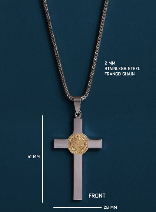 Sweatproof + Waterproof Mens St. Benedict Cross Necklace Necklaces WE ARE ALL SMITH: Men's Jewelry & Clothing.   