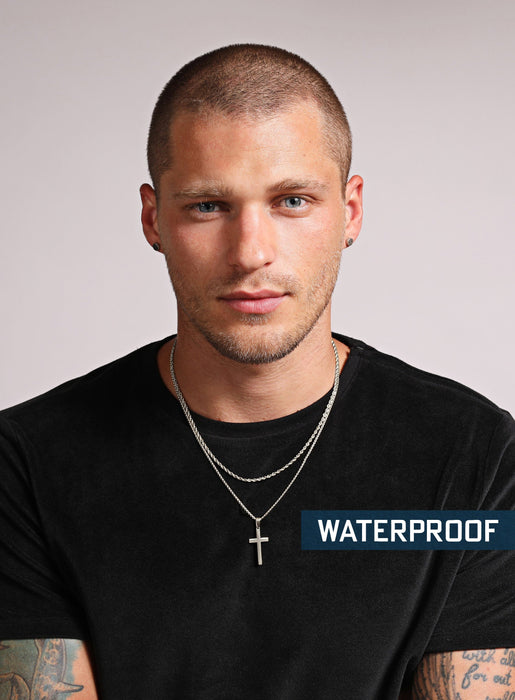 Waterproof Necklace set for men with Large Cross and rope chain Necklaces WE ARE ALL SMITH: Men's Jewelry & Clothing.   
