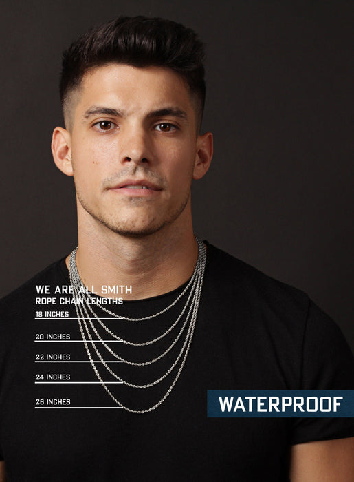 Sweatproof + Waterproof Silver Rope chain necklace 2.5 mm Necklaces WE ARE ALL SMITH: Men's Jewelry & Clothing.   