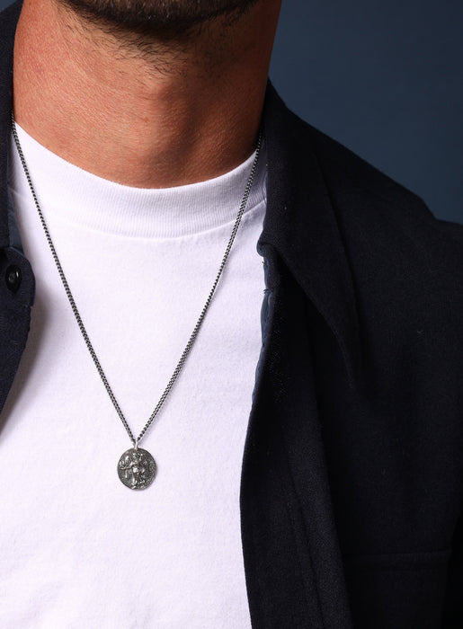 925 Oxidized Sterling Silver Guardian Angel Necklace Necklaces WE ARE ALL SMITH: Men's Jewelry & Clothing.   