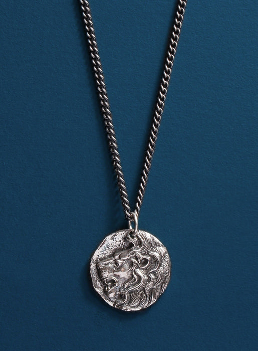 925 Oxidized Sterling Silver Lion Head Necklace Necklaces WE ARE ALL SMITH: Men's Jewelry & Clothing.   