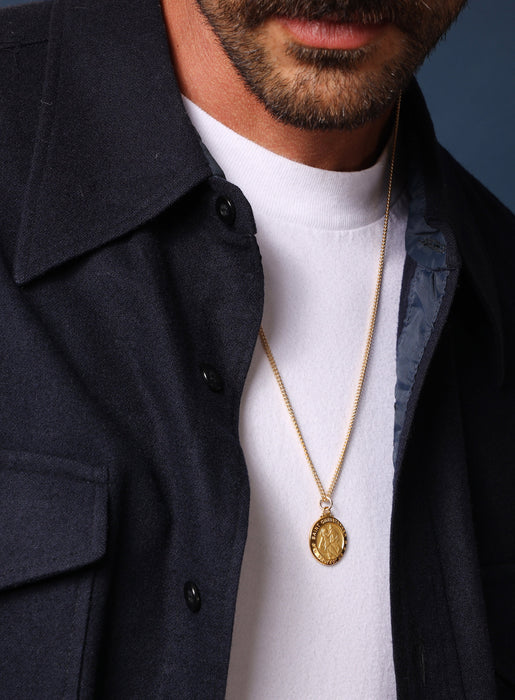 St Christopher Vermeil Gold Medal Necklaces WE ARE ALL SMITH: Men's Jewelry & Clothing.   