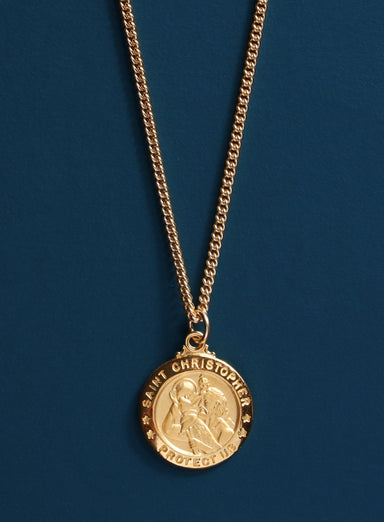 St Christopher Vermeil Gold Medal Necklaces WE ARE ALL SMITH: Men's Jewelry & Clothing.   