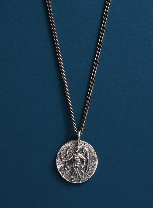 925 Oxidized Sterling Silver Guardian Angel Necklace Necklaces WE ARE ALL SMITH: Men's Jewelry & Clothing.   