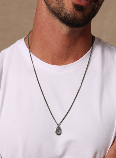 Pewter & Sterling Initial Necklace for Men Necklaces WE ARE ALL SMITH: Men's Jewelry & Clothing.   