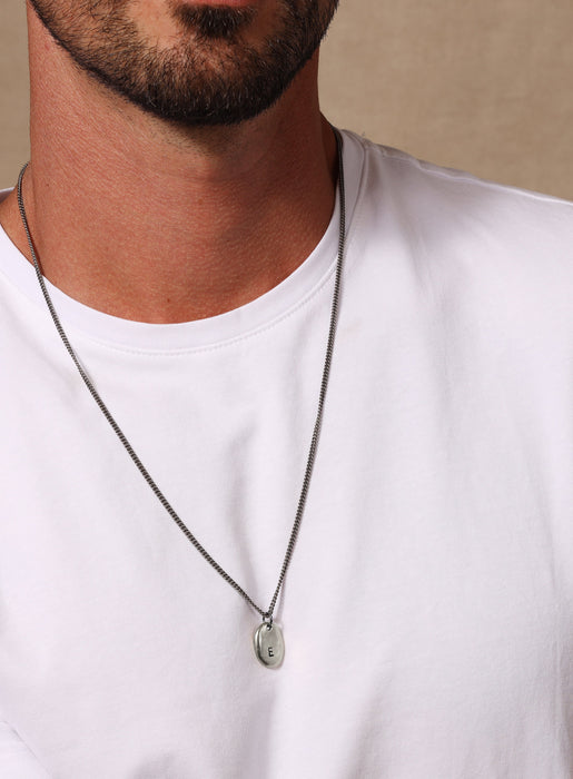 Pewter & Sterling Initial Necklace for Men