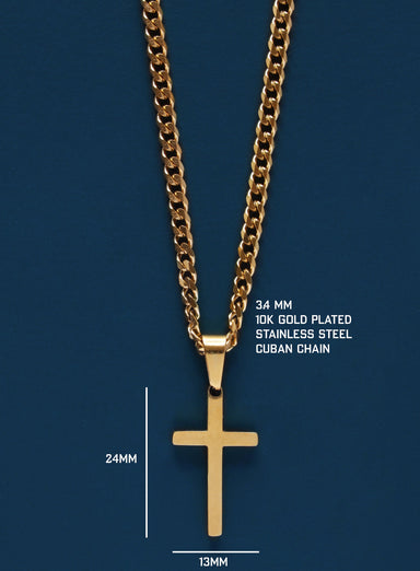 Cuban Chain Gold Cross Necklace for Men Necklaces WE ARE ALL SMITH: Men's Jewelry & Clothing.   