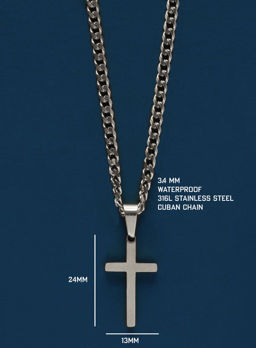 Waterproof Silver Cross Necklace for Men Necklaces WE ARE ALL SMITH: Men's Jewelry & Clothing.   