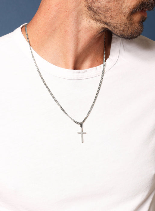 Waterproof Silver Cross Necklace for Men Necklaces WE ARE ALL SMITH: Men's Jewelry & Clothing.   