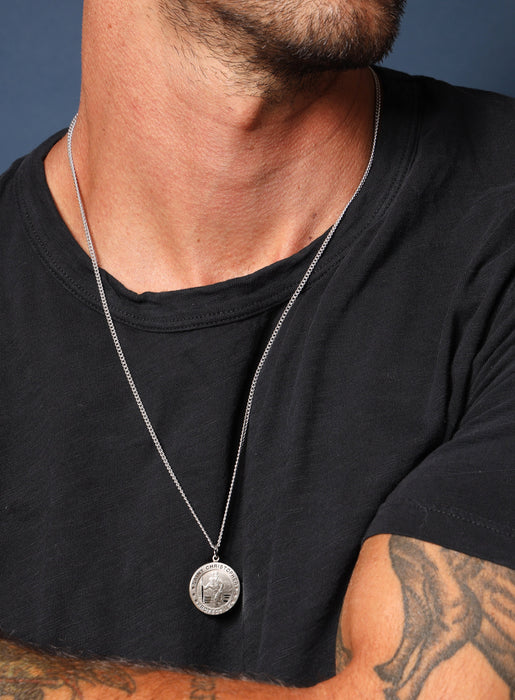 St Christopher Sterling Silver Medal / Patron saint of Travelers, Drivers, Athletes, Bachelors / Catholic Medals / Fathers Day gifts for him  WE ARE ALL SMITH: Men's Jewelry & Clothing.   