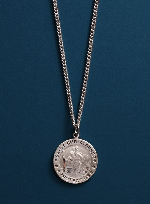 St Christopher Sterling Silver Medal / Patron saint of Travelers, Drivers, Athletes, Bachelors / Catholic Medals / Fathers Day gifts for him  WE ARE ALL SMITH: Men's Jewelry & Clothing.   