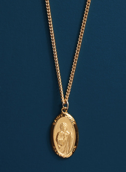 Saint Jude Gold Medal Necklace Necklaces WE ARE ALL SMITH: Men's Jewelry & Clothing.   