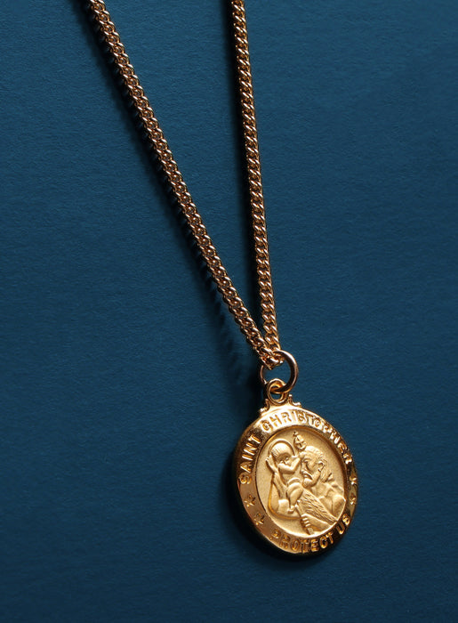 St Christopher Vermeil Gold Medal Necklaces WE ARE ALL SMITH: Men's Jewelry & Clothing.   