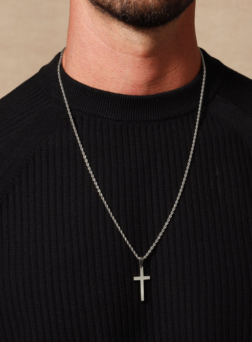 Waterproof Large Silver Cross Pendant Necklaces WE ARE ALL SMITH: Men's Jewelry & Clothing.   