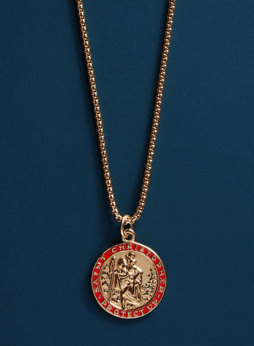 Saint Christopher Medieval Chain Necklace - Gold - Whispering Cowgirl