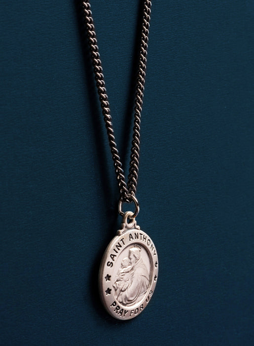 Saint Anthony Silver Medal Necklace for Men  WE ARE ALL SMITH: Men's Jewelry & Clothing.   