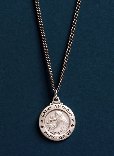Saint Anthony Silver Medal Necklace for Men  WE ARE ALL SMITH: Men's Jewelry & Clothing.   