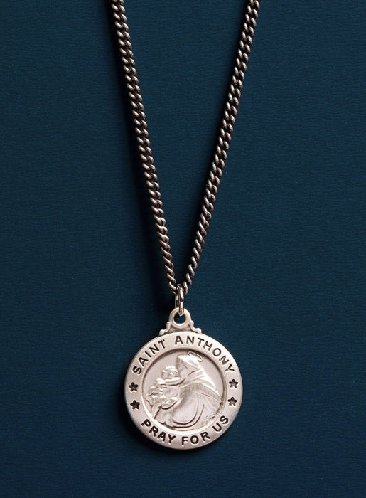 Saint Anthony Silver Medal Necklace for Men  WE ARE ALL SMITH: Men's Jewelry & Clothing.   