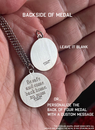 Saint Camillus Round Medal in Oxidized Sterling Silver for Men Necklace WE ARE ALL SMITH: Men's Jewelry & Clothing.   