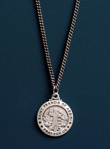 Saint Francis of Assisi Sterling Medal Necklace for Men WE ARE ALL SMITH: Men's Jewelry & Clothing.