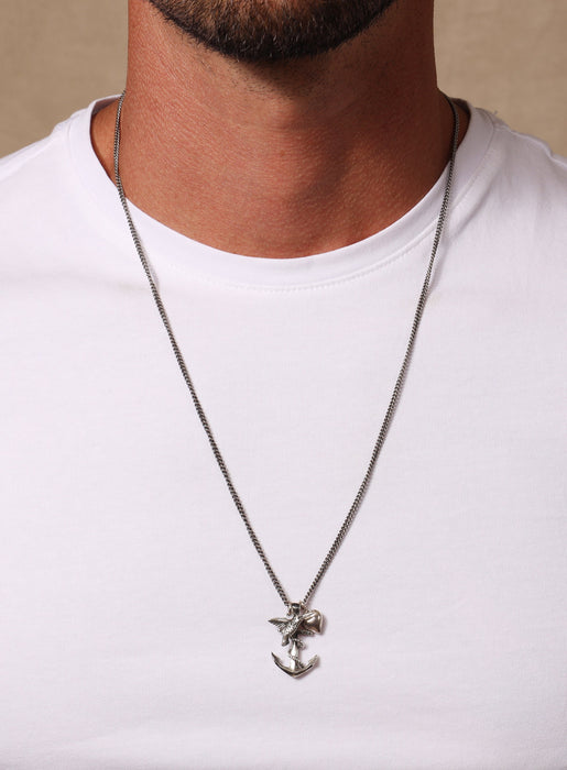Sterling Silver anchor hummingbird and heart Necklace WE ARE