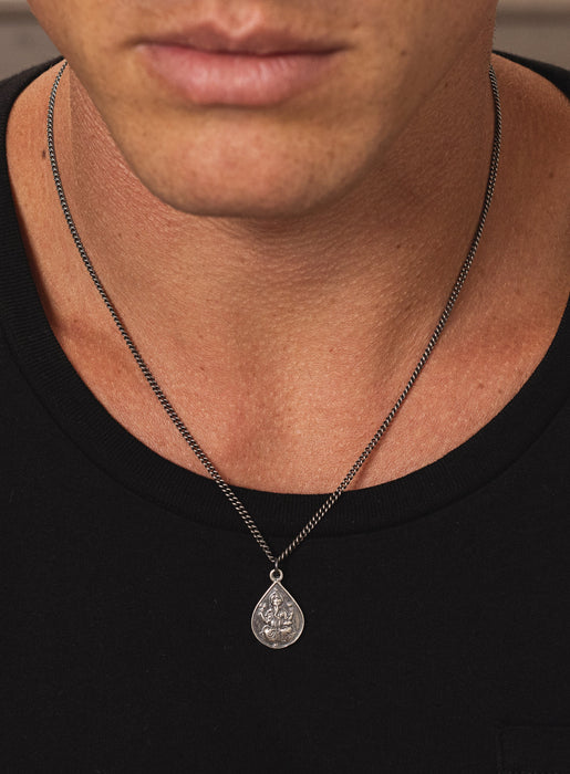 Sterling Silver Ganesha Drop shape amulet for Men Necklaces WE ARE ALL SMITH: Men's Jewelry & Clothing.   
