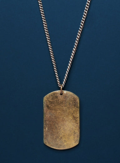 Bronze oval tag & Oxidized sterling silver men's curb chain necklace — WE  ARE ALL SMITH