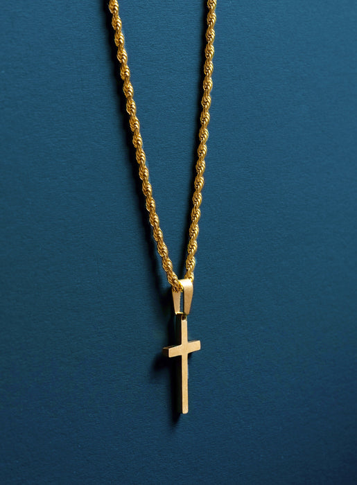 Gold Cross Pendant and Rope Chain for Men Necklaces WE ARE ALL SMITH: Men's Jewelry & Clothing.   
