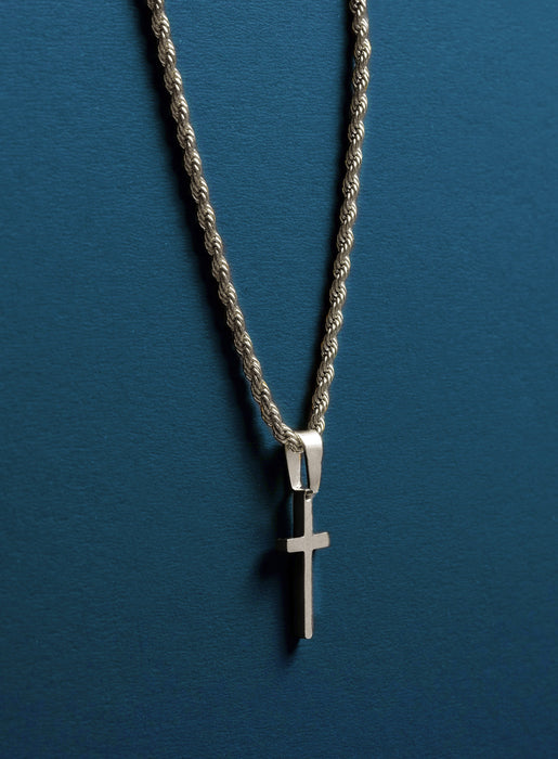 925 Sterling Silver Cross on Sterling Rhodium Coated Curb Chain — WE ARE  ALL SMITH