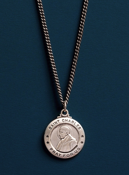 Saint Charles Sterling Silver Medal Pendant Necklace for Man Necklace WE ARE ALL SMITH: Men's Jewelry & Clothing.   