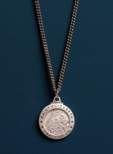 Saint Elizabeth 925 Sterling Silver Medal Necklace WE ARE ALL SMITH: Men's Jewelry & Clothing.