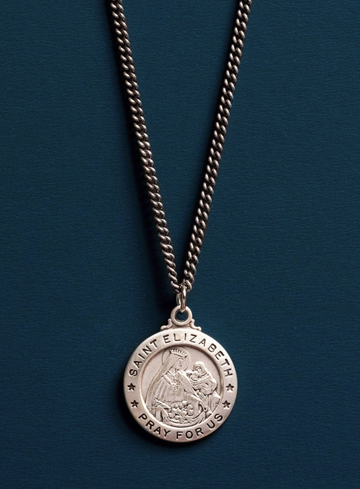 Saint Elizabeth 925 Sterling Silver Medal Necklace WE ARE ALL SMITH: Men's Jewelry & Clothing.