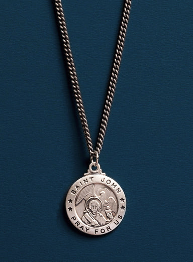 Saint John Sterling Silver Medal for Men WE ARE ALL SMITH: Men's Jewelry & Clothing.