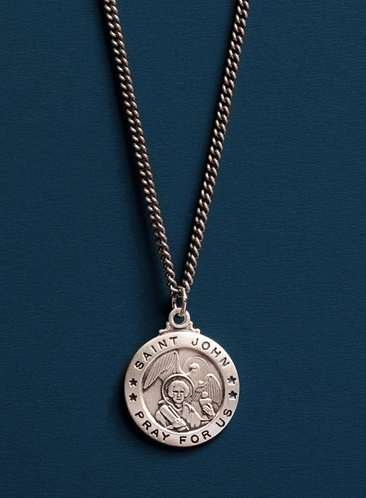Saint John Sterling Silver Medal for Men WE ARE ALL SMITH: Men's Jewelry & Clothing.