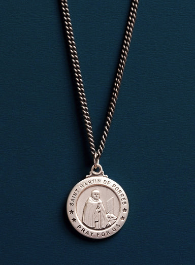 Saint Martin de Porres Sterling silver Round Medal Necklace WE ARE ALL SMITH: Men's Jewelry & Clothing.