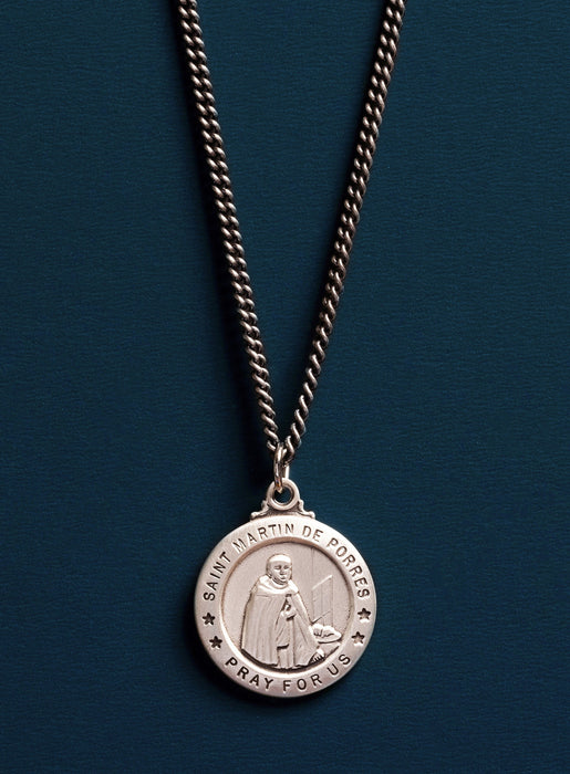 Saint Martin de Porres Sterling silver Round Medal Necklace WE ARE ALL SMITH: Men's Jewelry & Clothing.