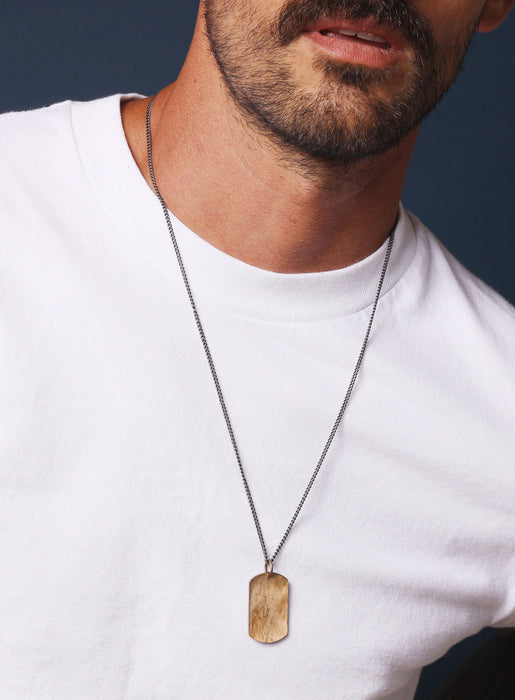 Sterling & Bronze Men's Dog tag necklace Necklaces WE ARE ALL SMITH: Men's Jewelry & Clothing.   