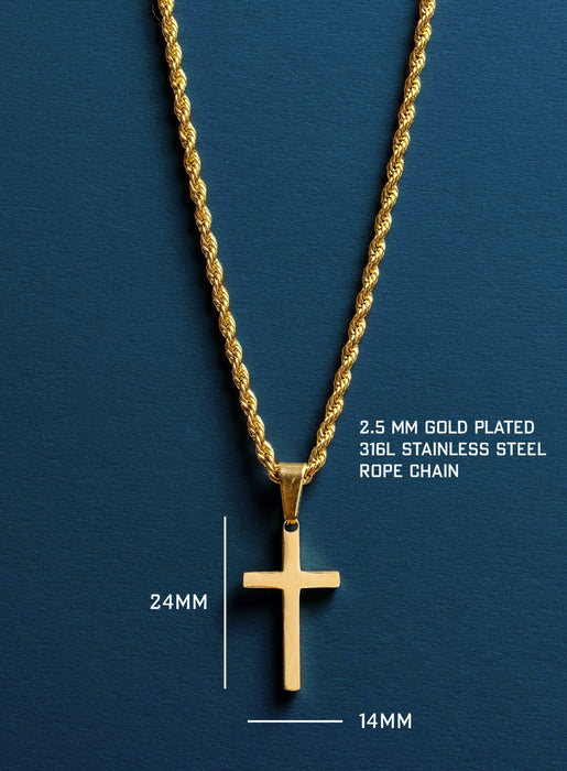 Gold Cross Pendant and Rope Chain for Men Necklaces WE ARE ALL SMITH: Men's Jewelry & Clothing.   