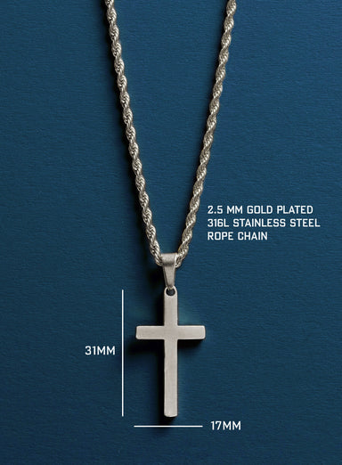 Waterproof Large Silver Cross Pendant Necklaces WE ARE ALL SMITH: Men's Jewelry & Clothing.   