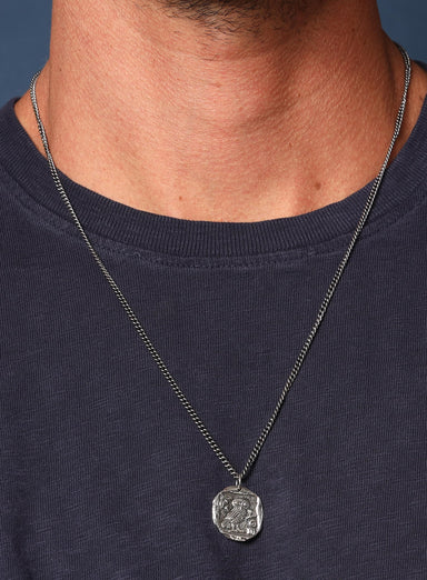 925 Oxidized Sterling Silver Owl Coin Necklace Necklaces WE ARE ALL SMITH: Men's Jewelry & Clothing.   