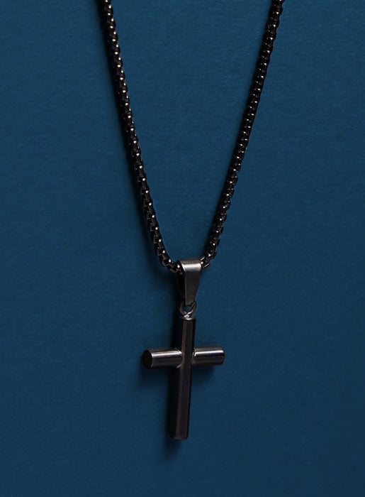 Mens Gold Stainless Steel Cross Pendant Necklace With Cubic Zirconia