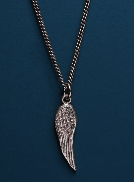 925 Sterling Silver Wing pendant on oxidized sterling curb chain Necklaces WE ARE ALL SMITH: Men's Jewelry & Clothing.   