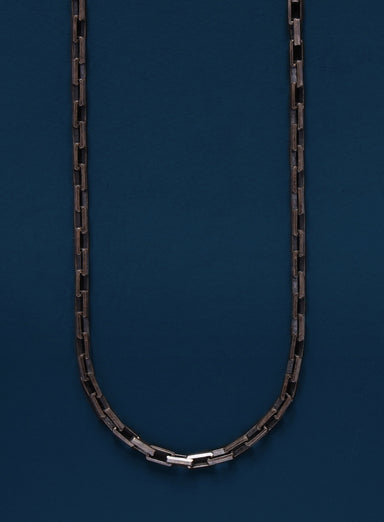 925 Oxidized Sterling Silver Long Box Rectangle Chain Necklace Necklaces WE ARE ALL SMITH: Men's Jewelry & Clothing.